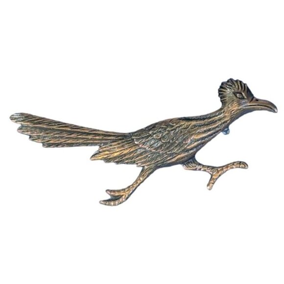 Vintage southwest Copper Roadrunner Brooch Pin 2.5" - Picture 1 of 5